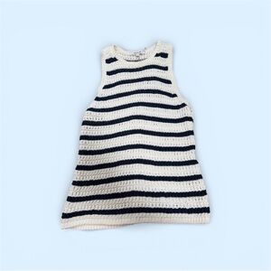 Madewell cotton crocheted sleeveless top.  Blue/Cream stripes. Size Small.
